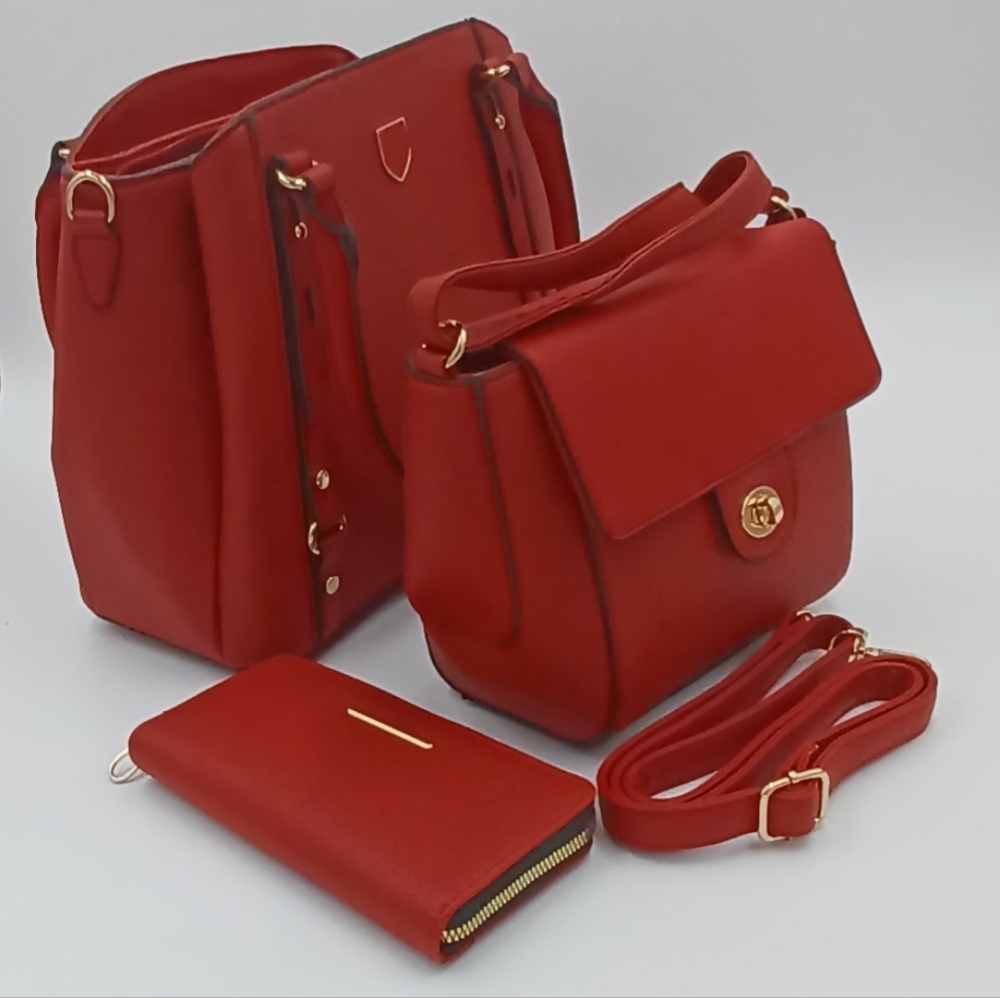 Red Handbag, Crossbody Bag, Wallet Set